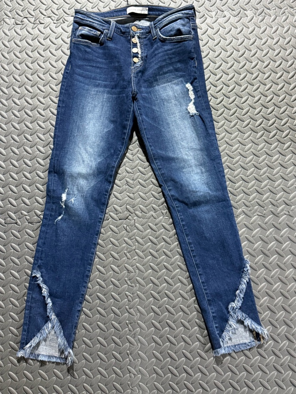 Flying Monkey Dark Blue Distressed Cropped Ankle Jeans